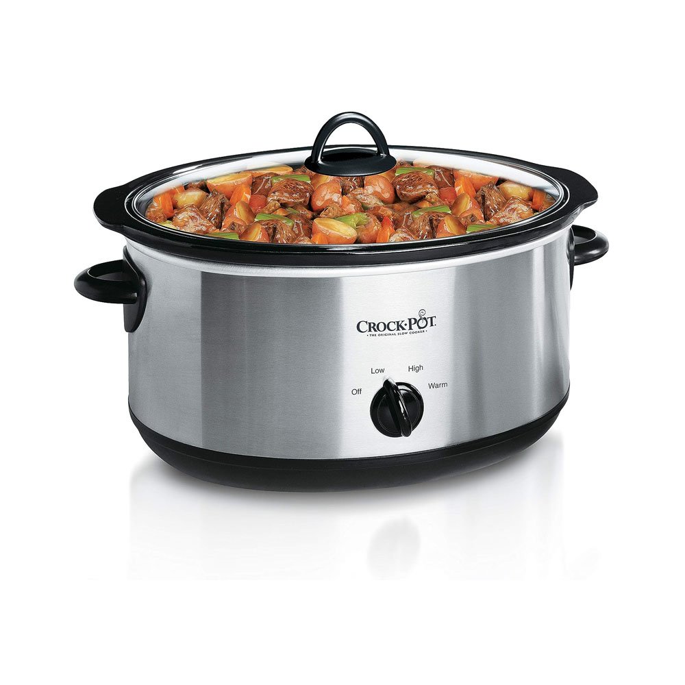 cr.jpg Crock-Pot 7 Quart Oval Manual Slow Cooker, Stainless Steel - Image 1
